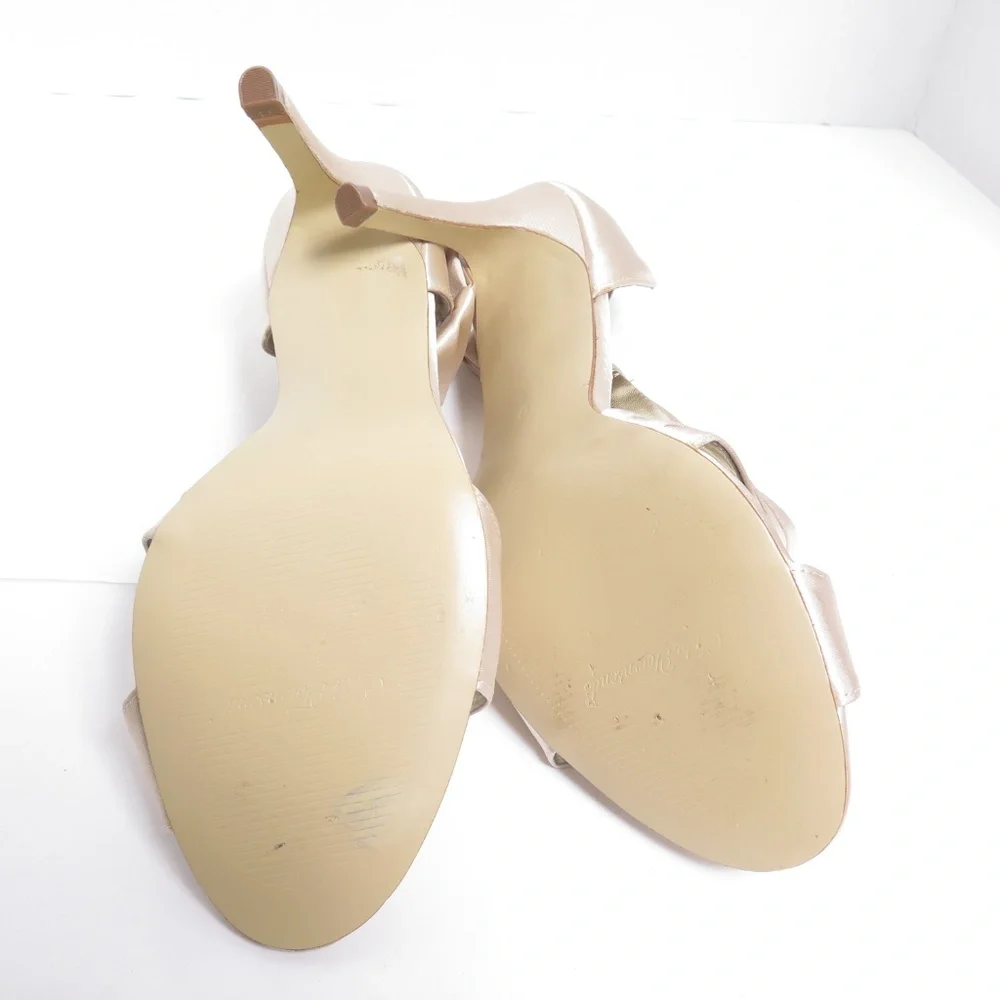 LULU TOWNSEND Satin Champagne High Heel Shoes - Picture 7 of 8